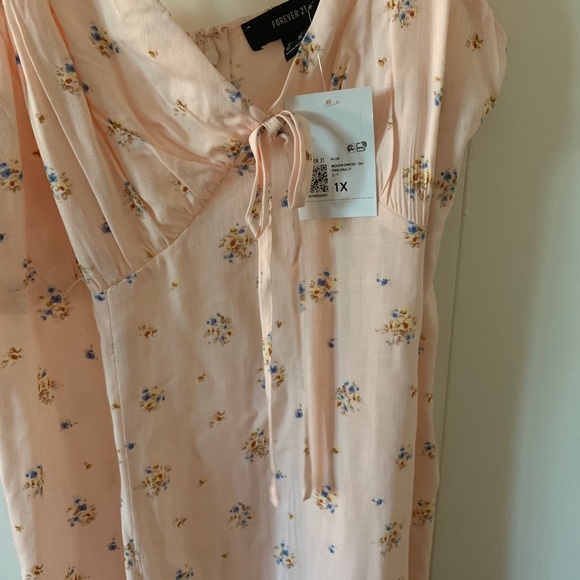 Forever 21 Plus 1X Pink Floral MIDI Cami Dress - Picture 2 of 7